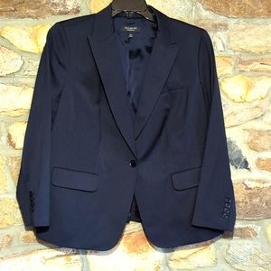 Talbots blue pinstripe wool blend blazer